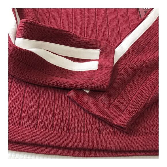 Vintage Route 66 Mens 1/4 Zip Sweater XL Red White Stripe Ribbed 100% Cotton NWT - Picture 5 of 9